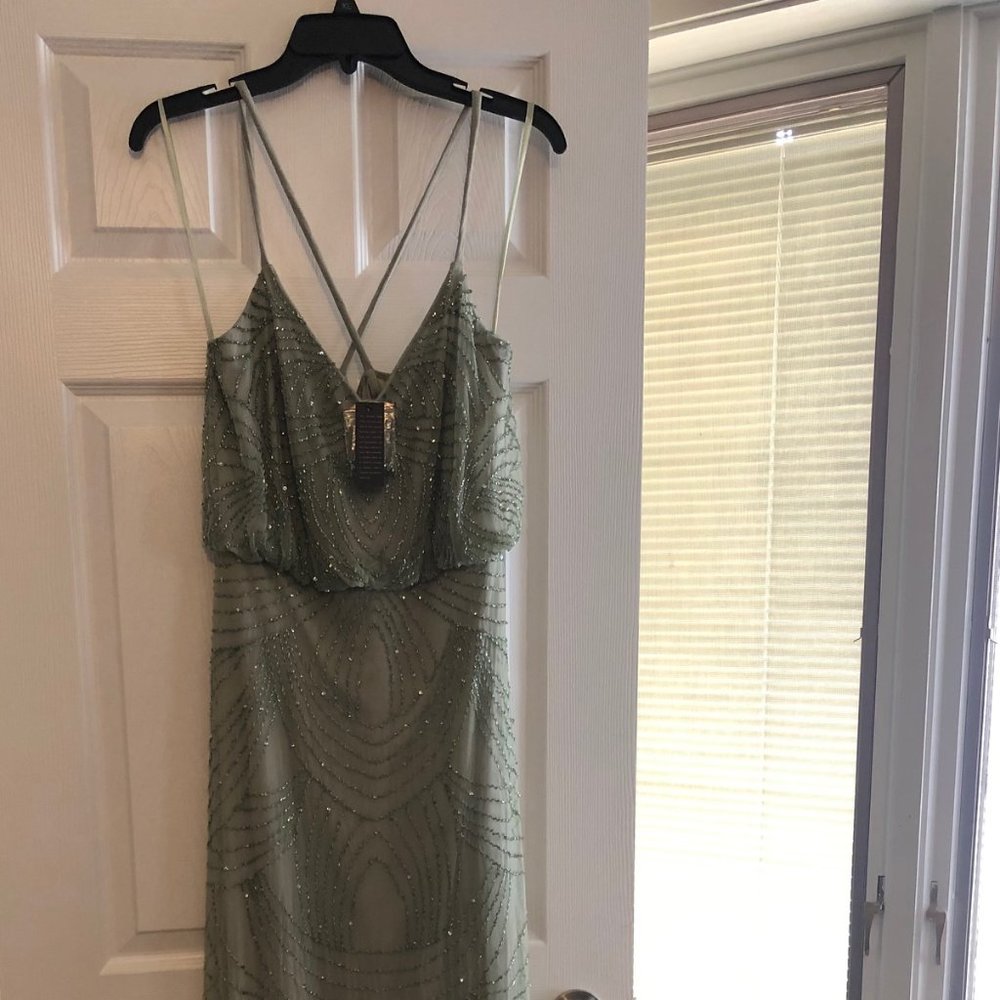 Adrianna Papell Art Deco Blouson Beaded Gown